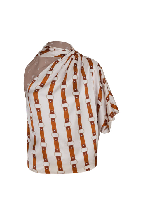 Chiminango Satin Silk Blouse / Horse Reins